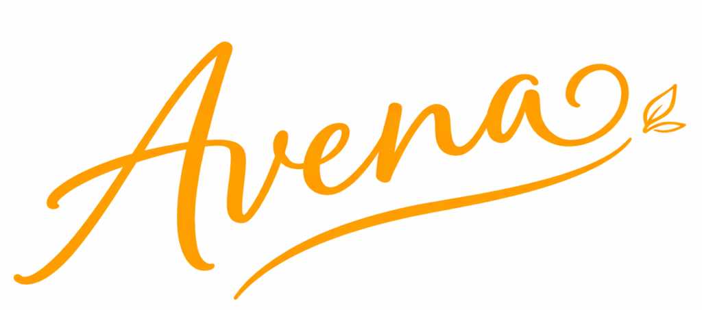 elegant cursive avena with leaf